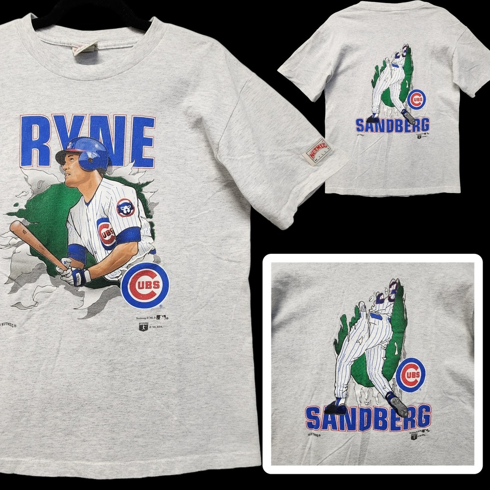 Vintage Ryne Sandberg Cubs Shirt Sz L (Fits as Small) Nutmeg Tag‎ Single Stitch
